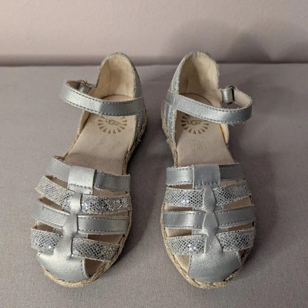 UGG Matilde Sparkles Toddler's Sandal Silver Metallic Toddler Size 9